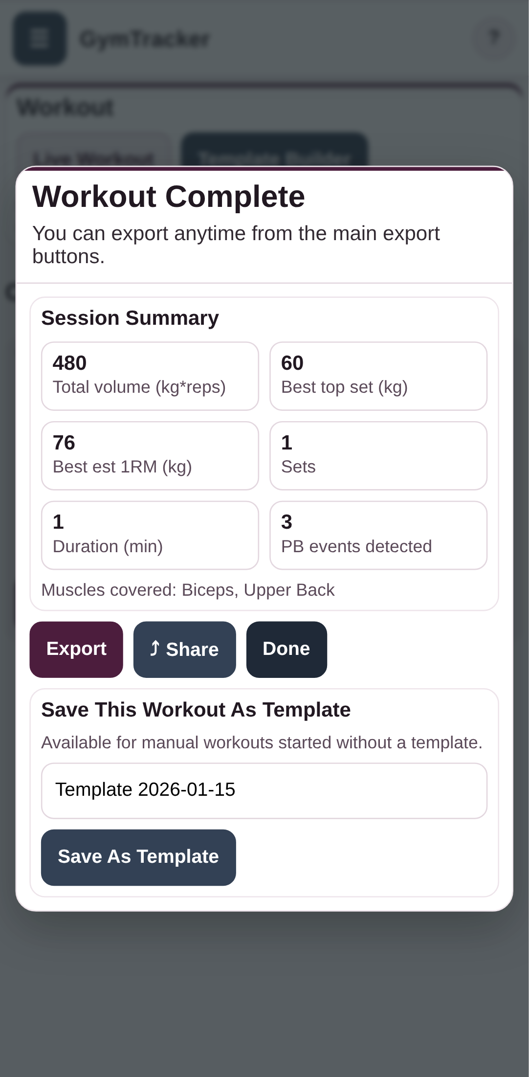 Complete the workout