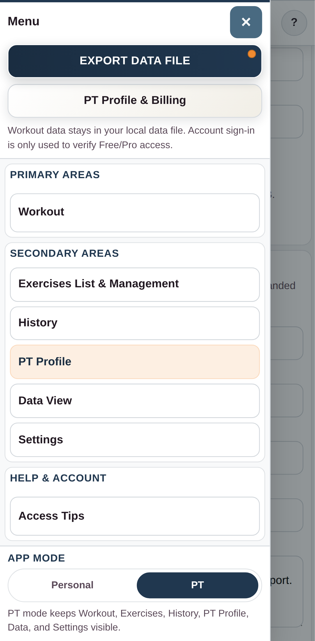 Switch from Personal to PT mode