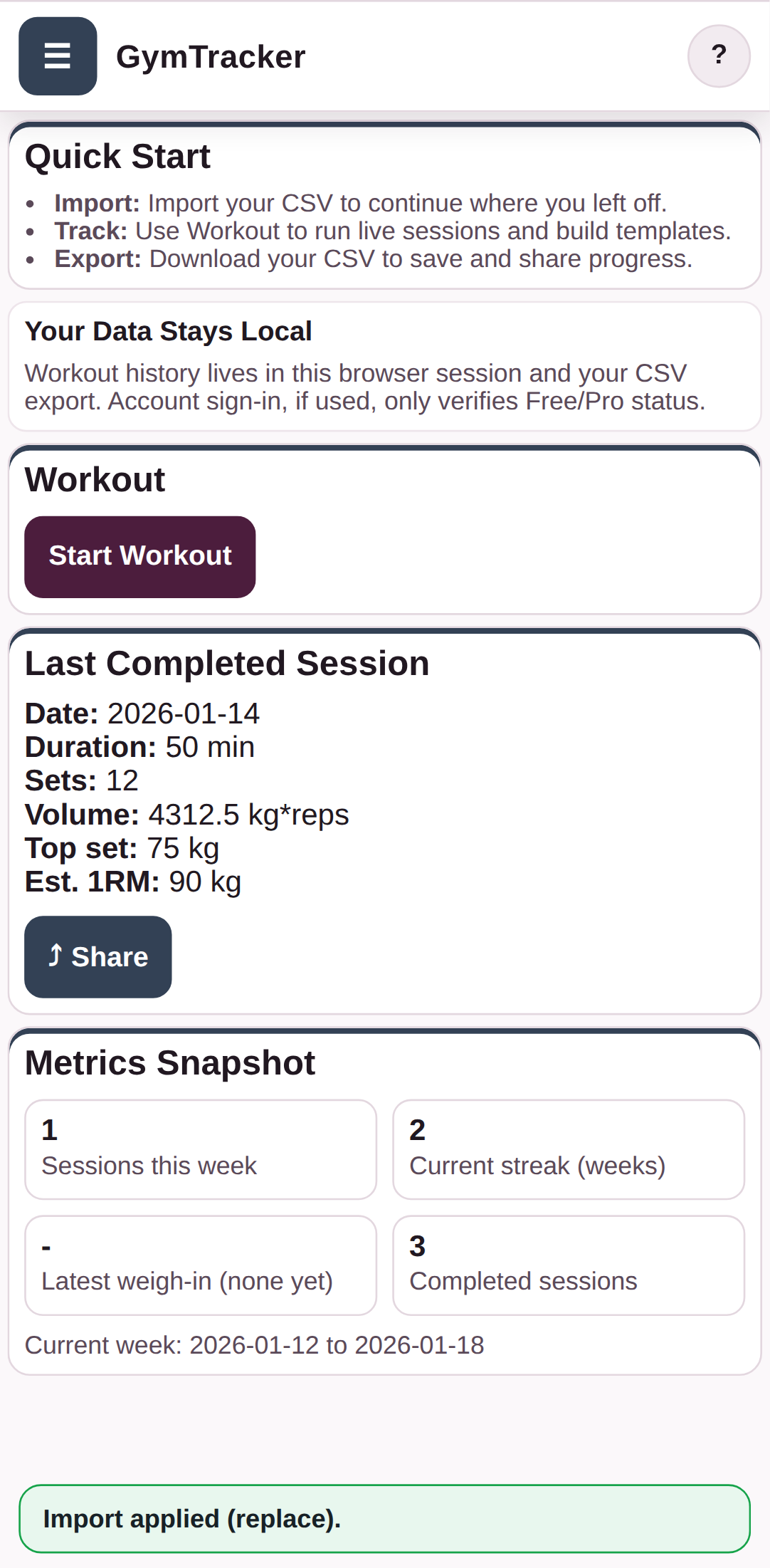 Check the imported data in the app