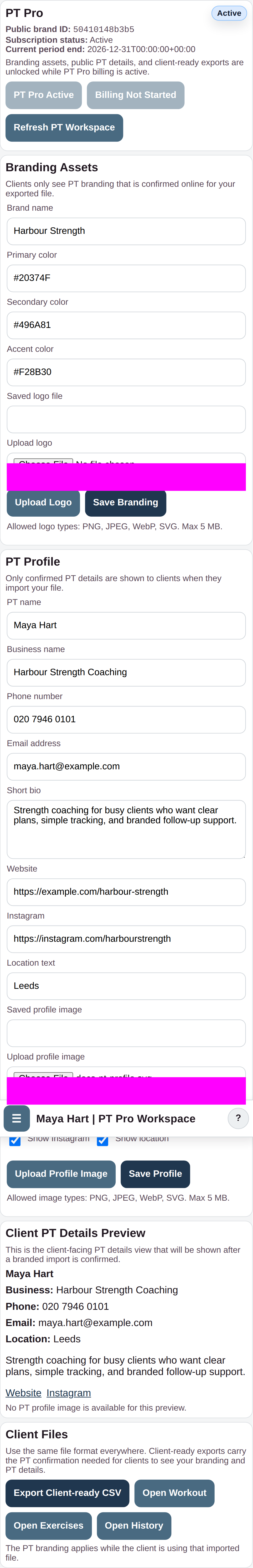 Review the client-facing PT details preview