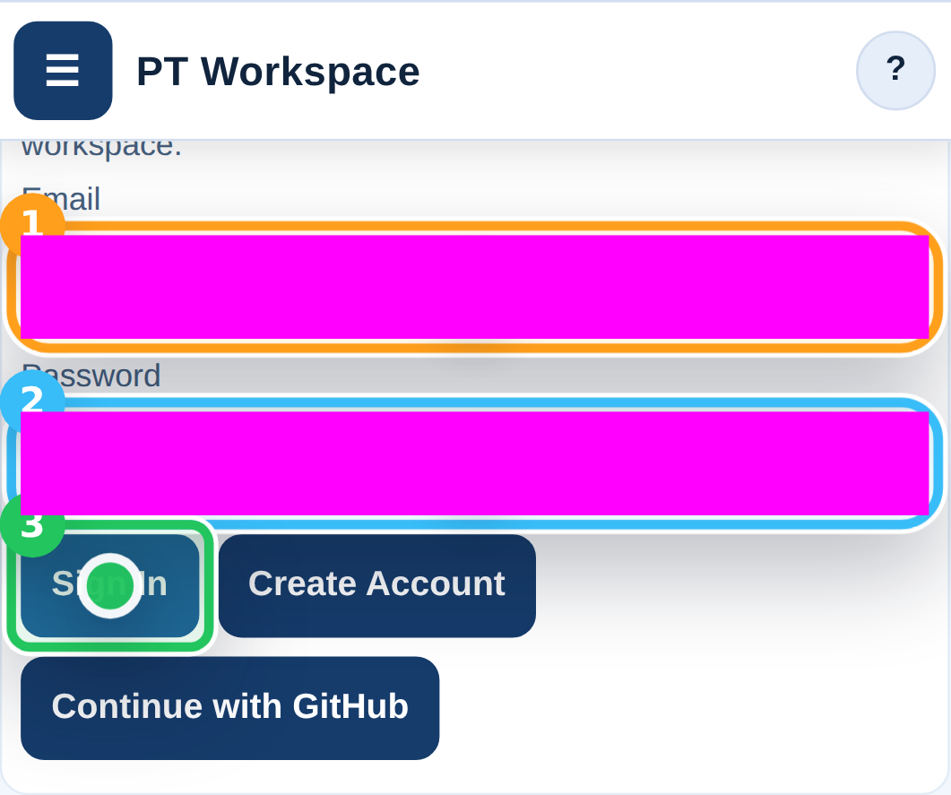Sign in to the PT account