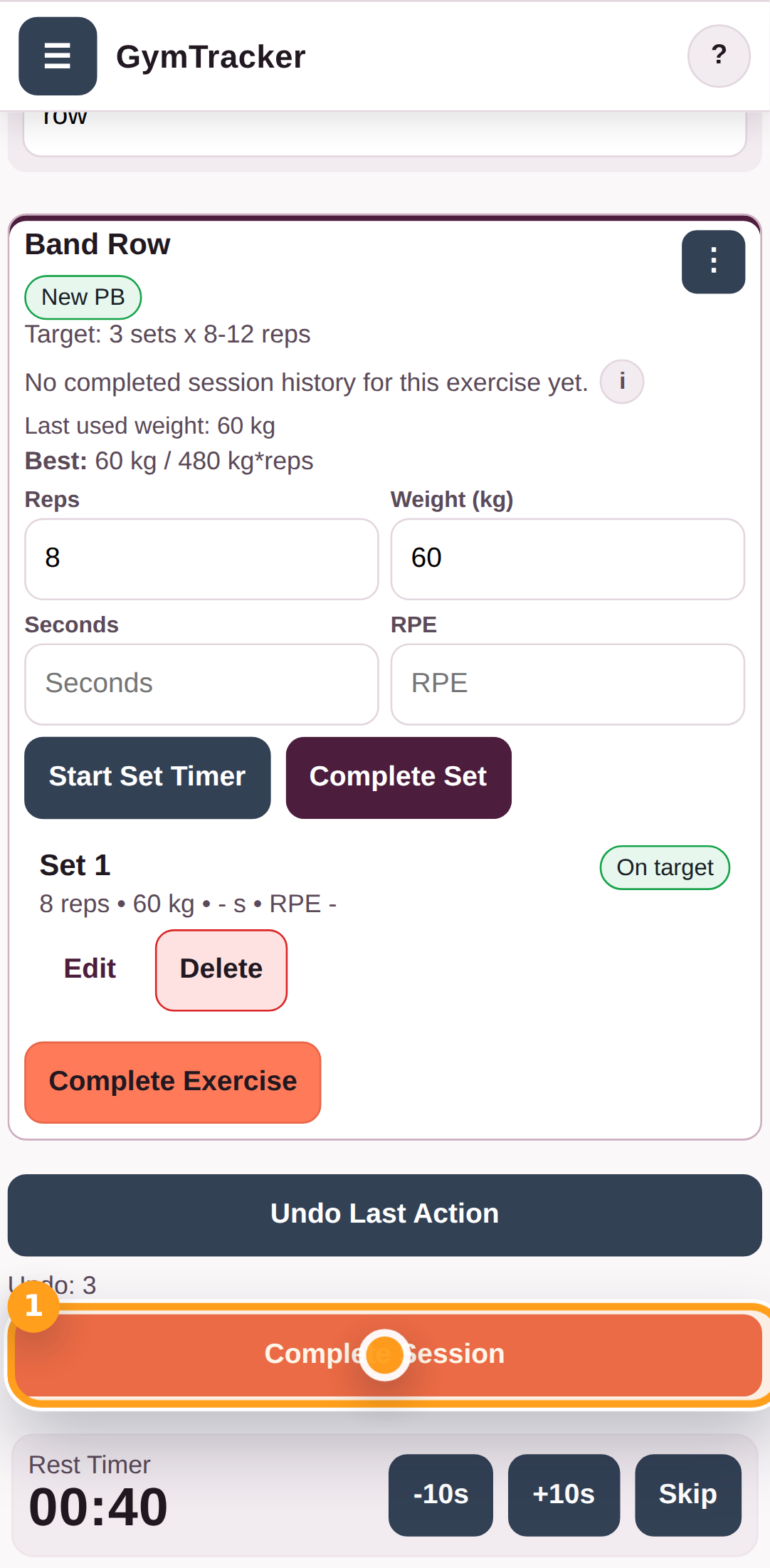 Finish the live workout