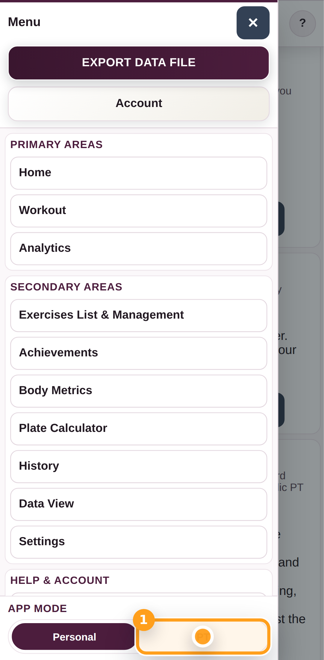 Switch from Personal to PT mode