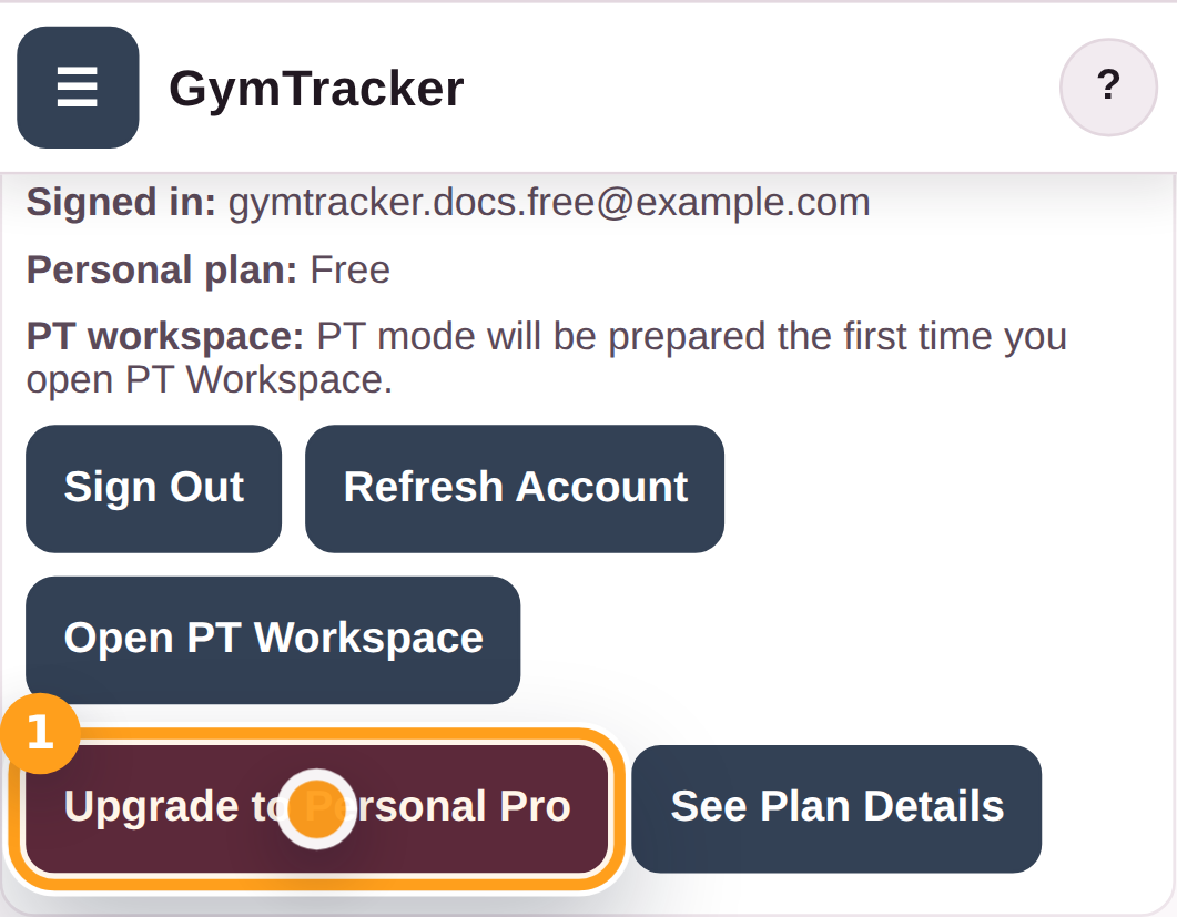 Choose Upgrade to Personal Pro