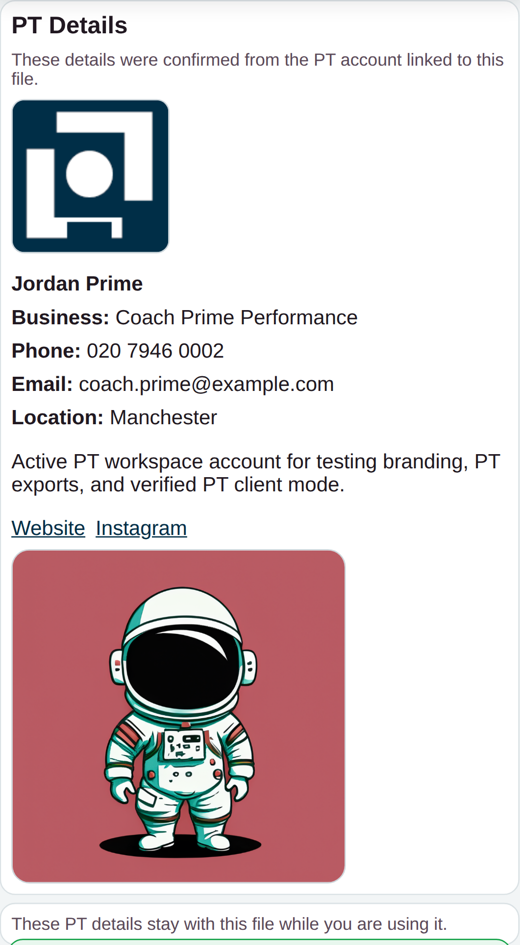 Review the trusted PT details